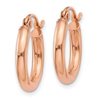 14K Rose Gold 2.5x 17mm Polished Lightweight Tube Hoop Earrings view 2