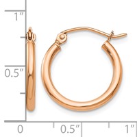 14K Rose Gold 2.5x 17mm Polished Lightweight Tube Hoop Earrings view 3