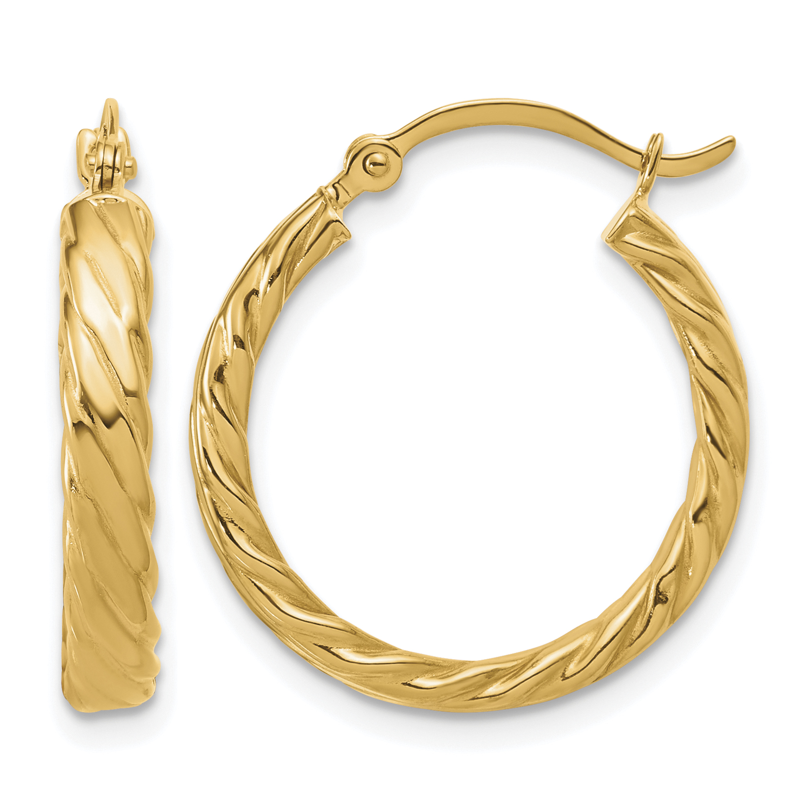14K Small 3mm Patterned Hoop Earrings (TF863)
