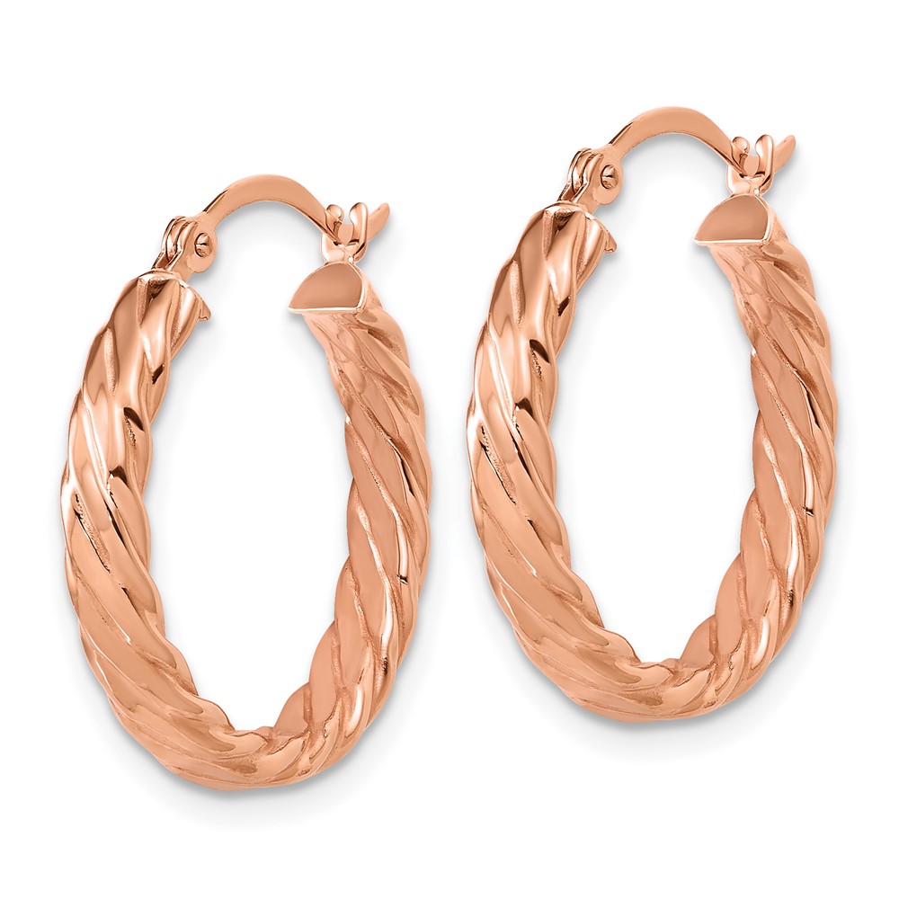 14K Rose Gold Small 3mm Patterned Hoop Earrings (TF863R)
