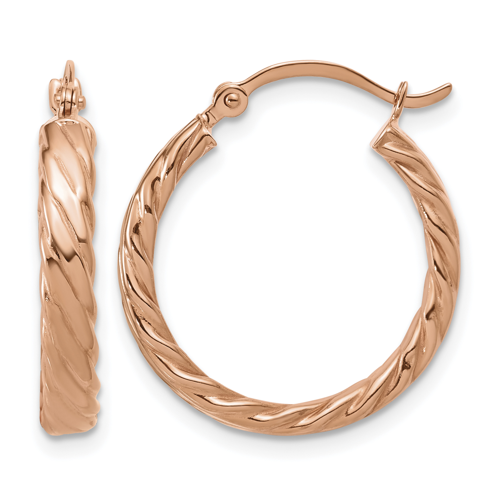 14K Rose Gold Small 3mm Patterned Hoop Earrings (TF863R)