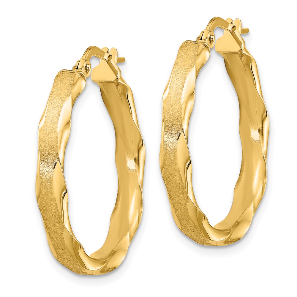 14K Satin and Polished Scalloped Edge Hoop Earrings (TF866)