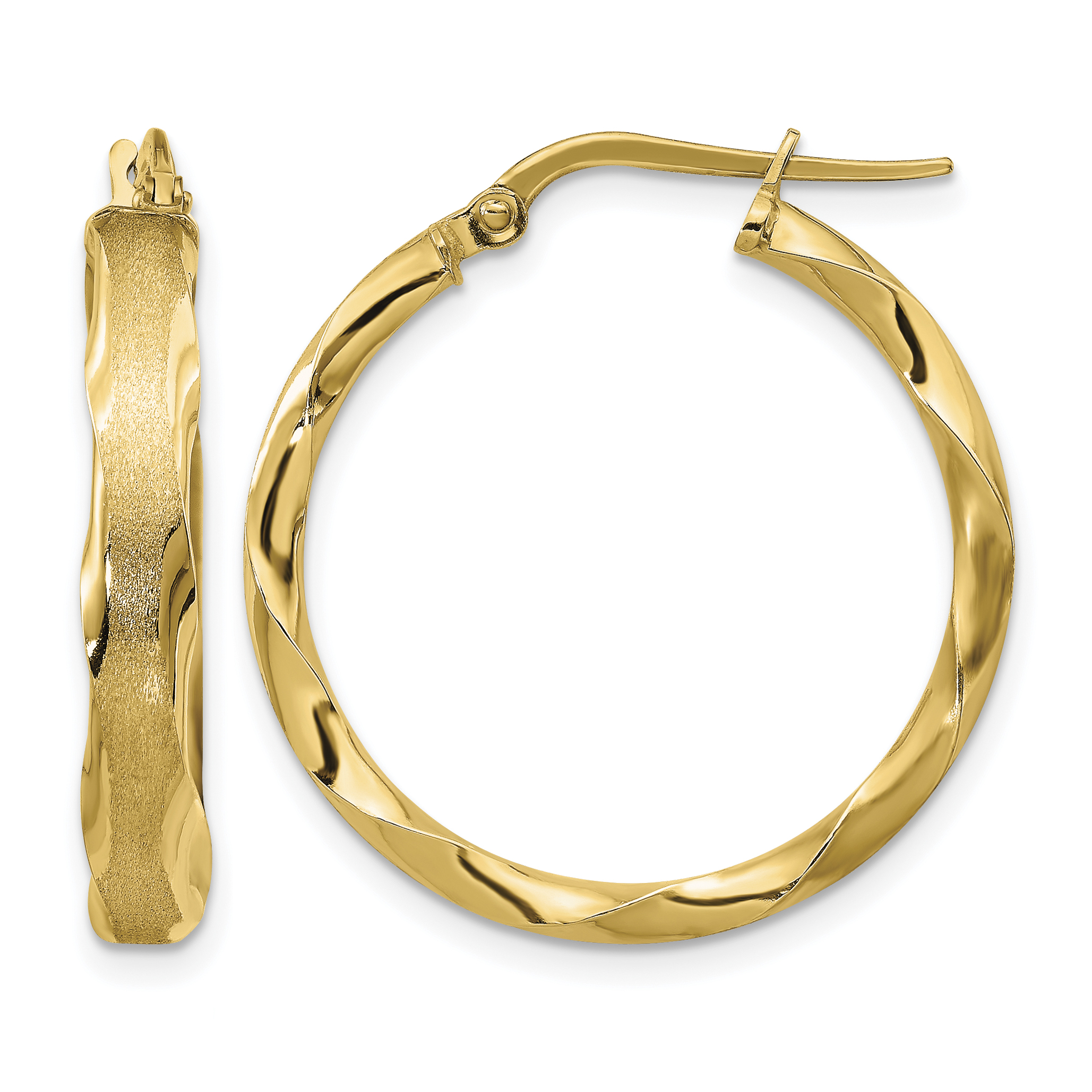 14K Satin and Polished Scalloped Edge Hoop Earrings (TF866)