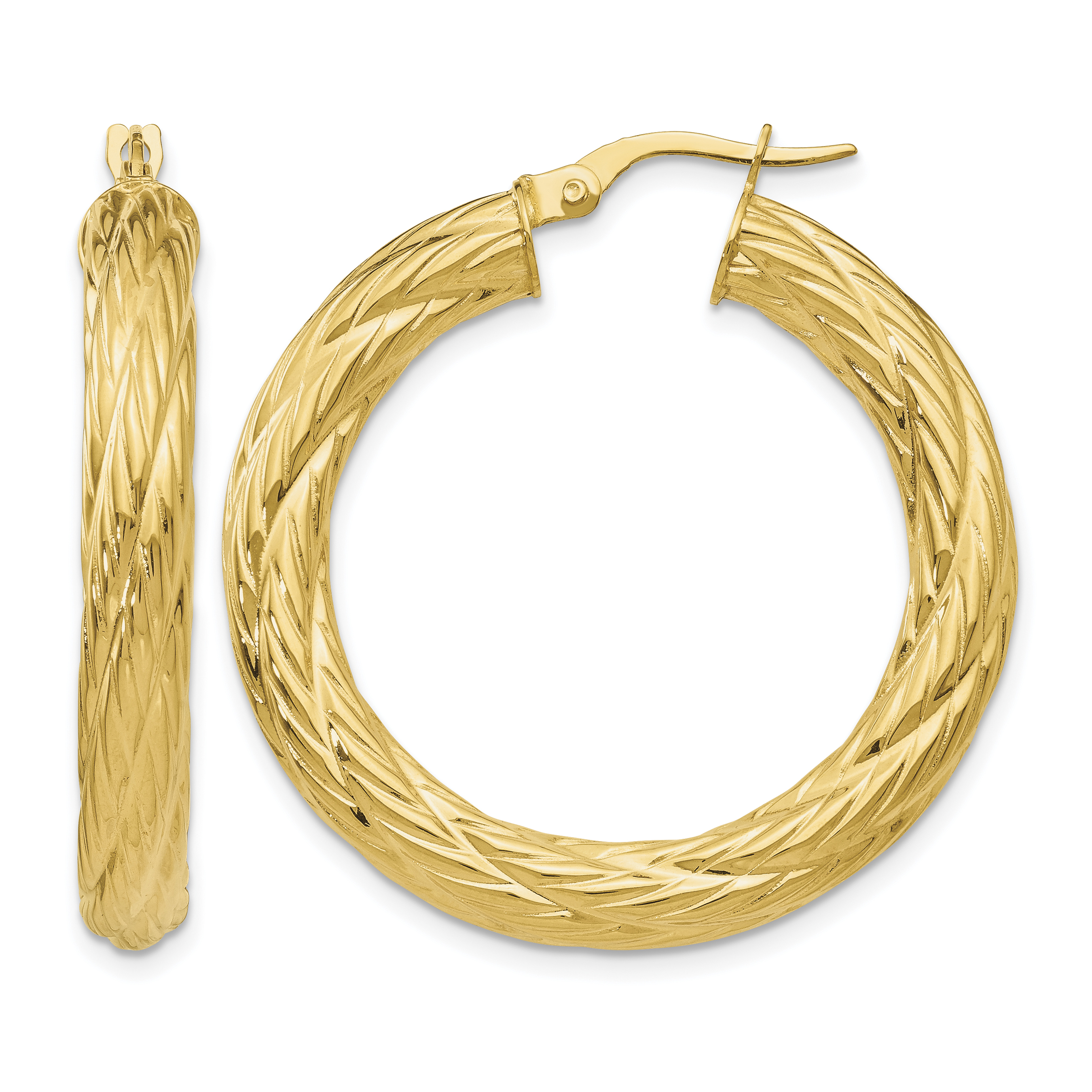 14k Textured Tube Hoop Earrings (TF925)