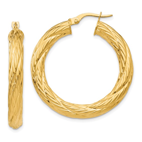 4.5mm Gold Twisted Hoop Earrings