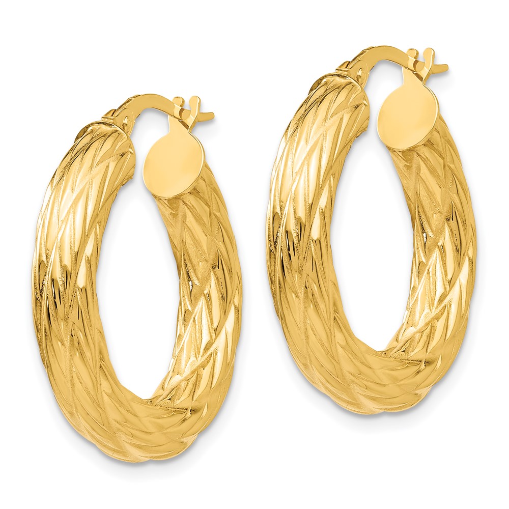14k Textured Tube Hoop Earrings (TF927)