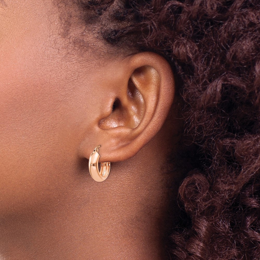 14k Rose Gold Polished Small Hoop Earrings (TF968)