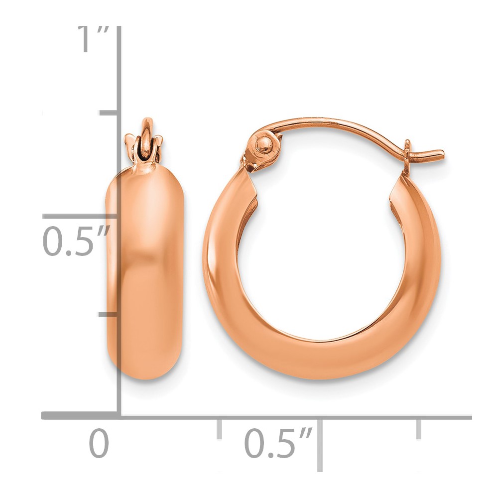 14k Rose Gold Polished Small Hoop Earrings (TF968)
