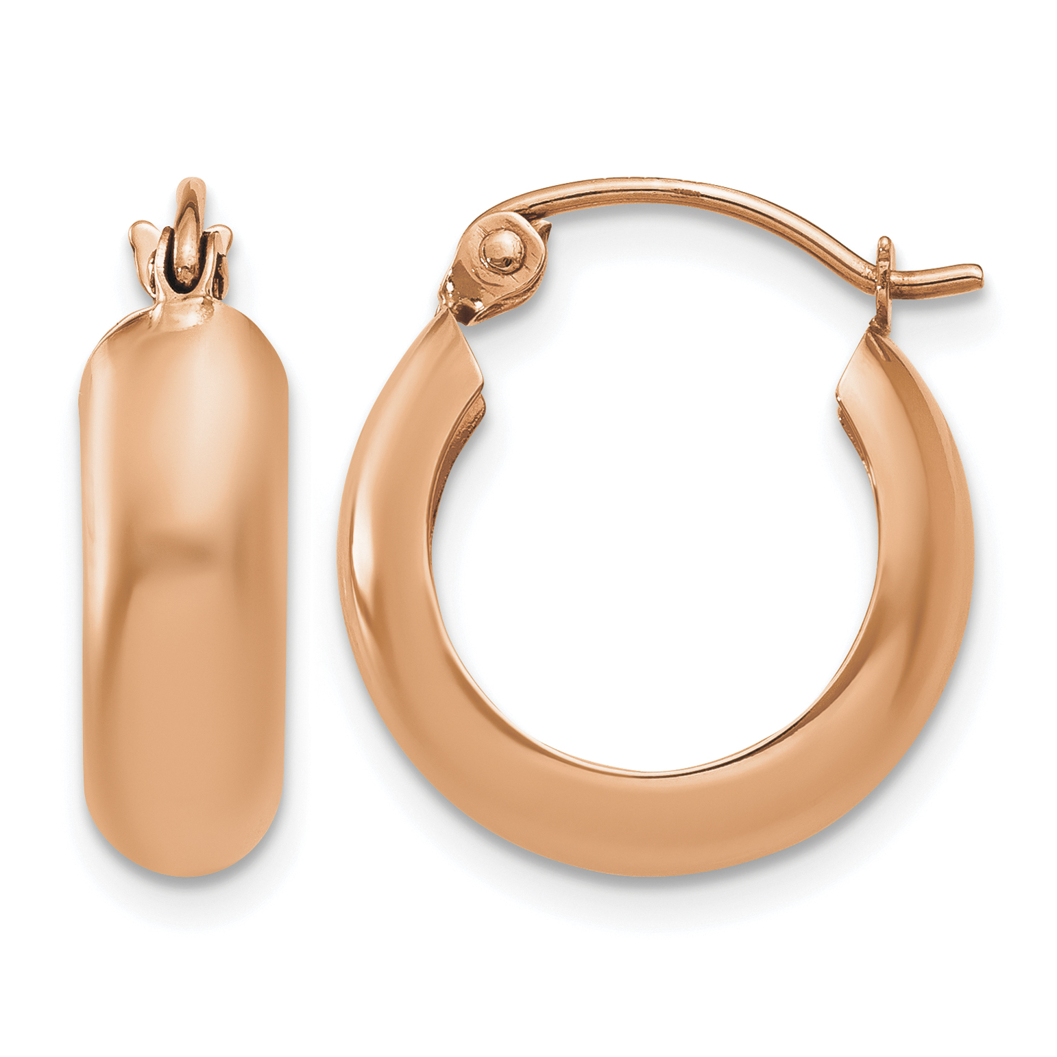 14k Rose Gold Polished Small Hoop Earrings (TF968)