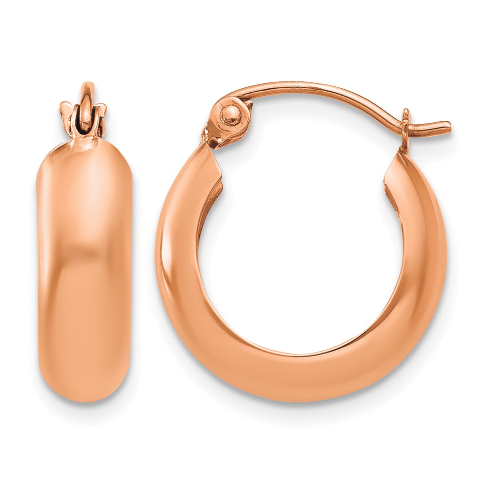 14k Rose Gold Polished Small Hoop Earrings (TF968)