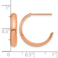14K Rose Gold 3.5x 17mm Polished J-Hoop Post Earrings view 4