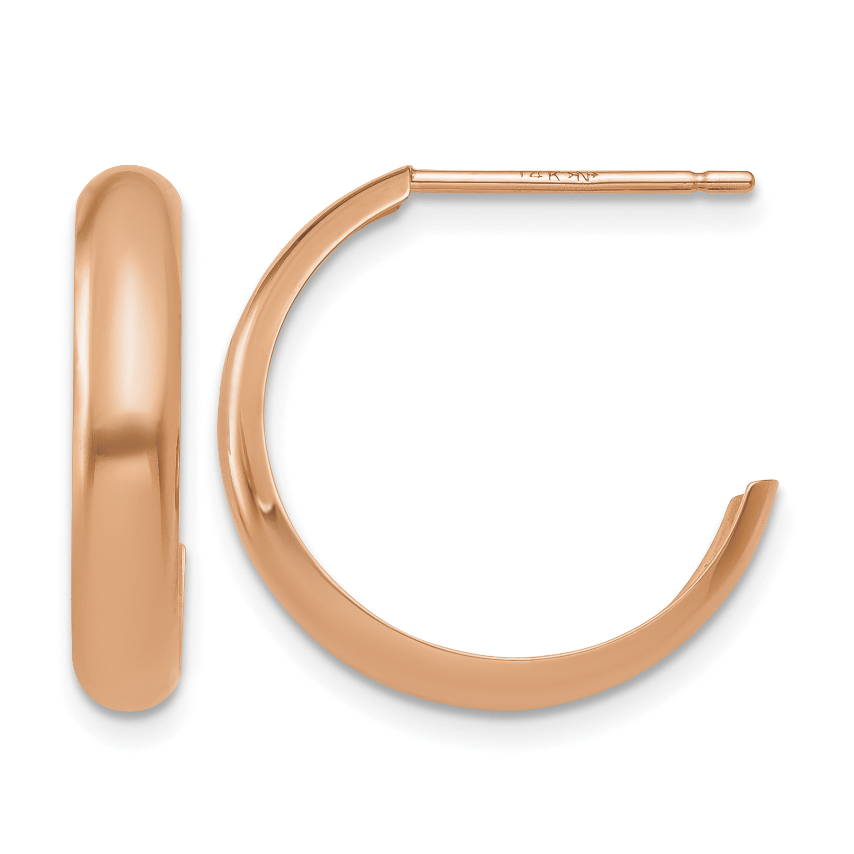 14k Rose Gold Polished Hoop Earrings (TF969)