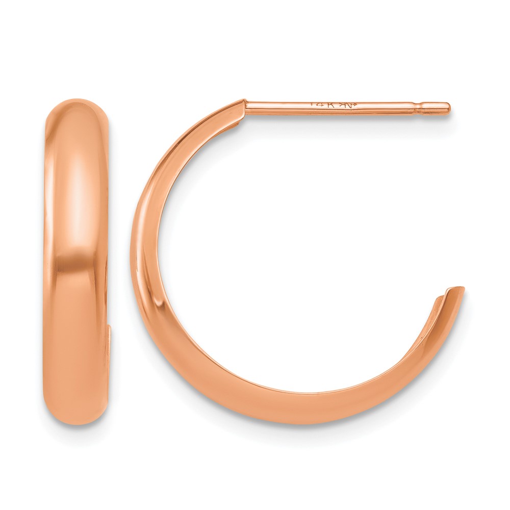 14k Rose Gold Polished Hoop Earrings (TF969)