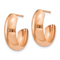 14K Rose Gold 6.5x 24mm Polished J-Hoop Post Earrings view 2