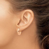 14K Rose Gold 6.5x 24mm Polished J-Hoop Post Earrings view 3