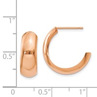 14K Rose Gold 6.5x 24mm Polished J-Hoop Post Earrings view 4