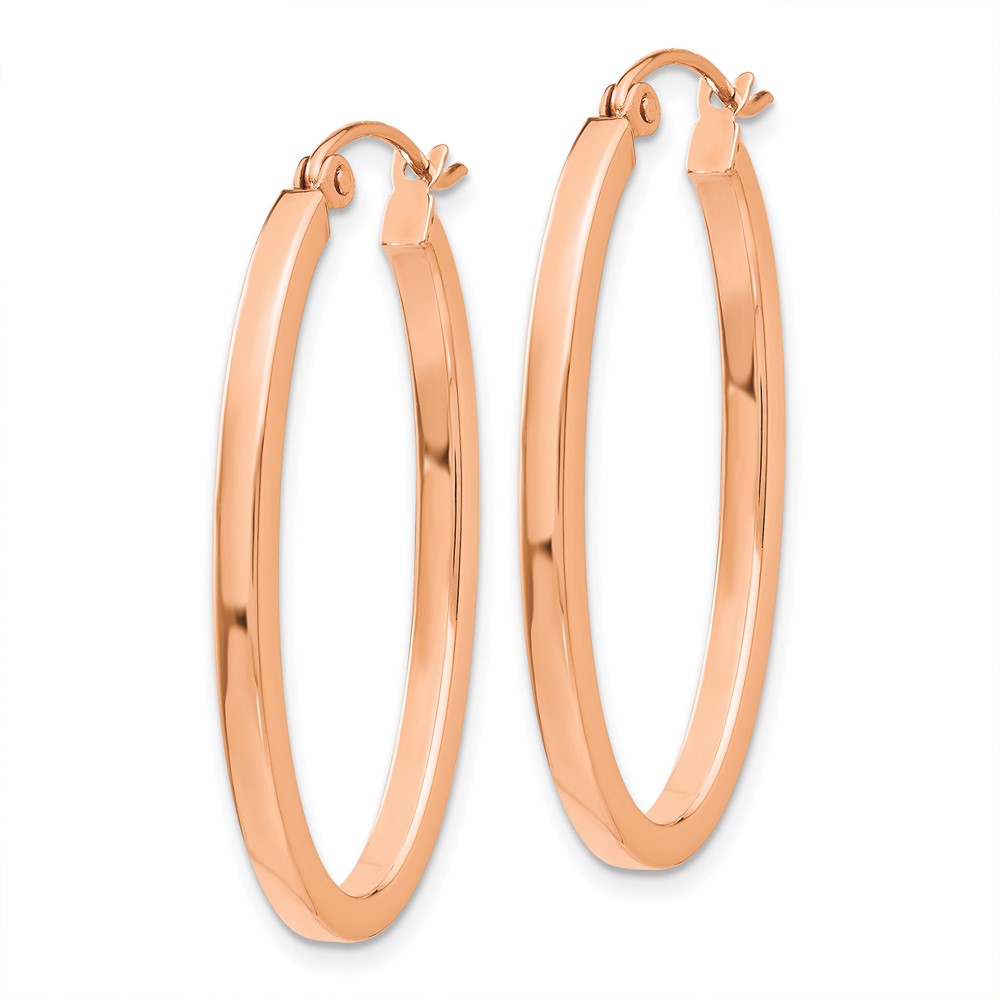 14k Rose Gold Polished Oval Tube Hoop Earrings (TF971)