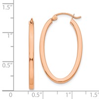 14K Rose Gold 2x 30mm Polished Oval Tube Hoop Earrings view 4