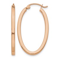 14K Rose Gold 2x 30mm Polished Oval Tube Hoop Earrings view 1