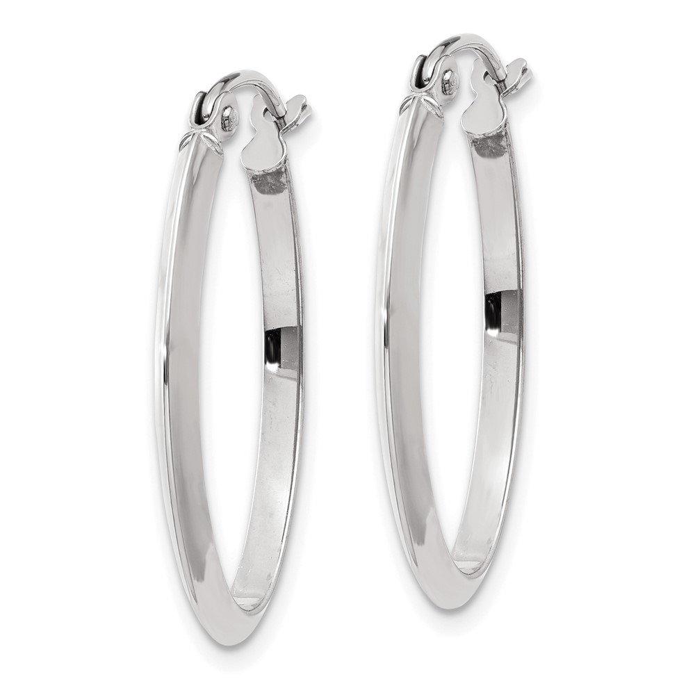 14k White Gold Polished Oval Tube Hoop Earrings (TF972)