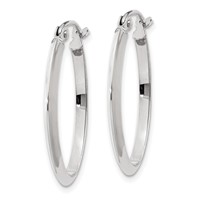 14K White Gold 2x 22mm Polished Oval Tube Hoop Earrings view 2