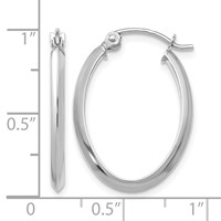 14K White Gold 2x 22mm Polished Oval Tube Hoop Earrings view 4