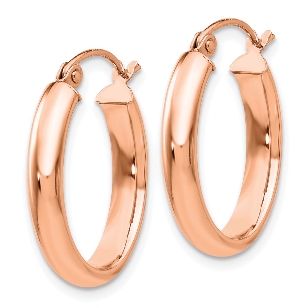 14k Rose Gold Polished Oval Tube Hoop Earrings (TF974)