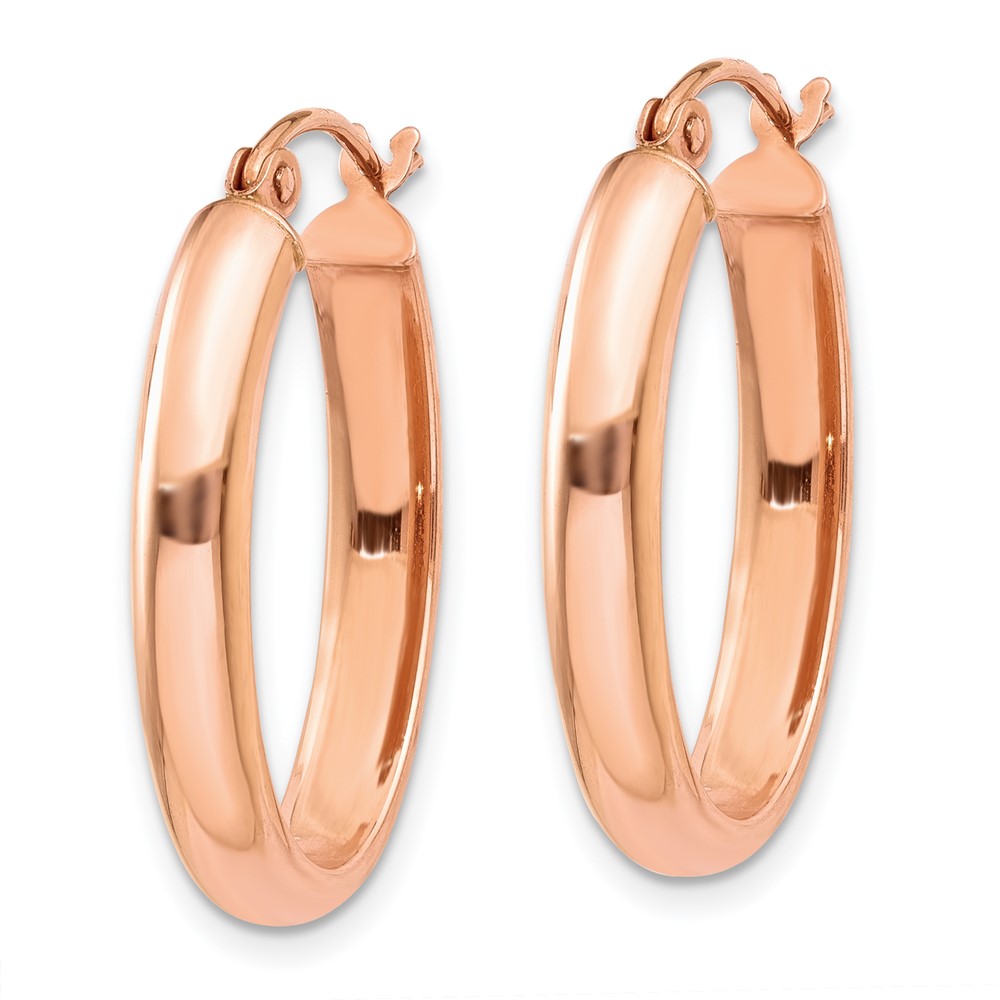 14k Rose Gold Polished Half-Round Oval Hoop Earrings (TF975)