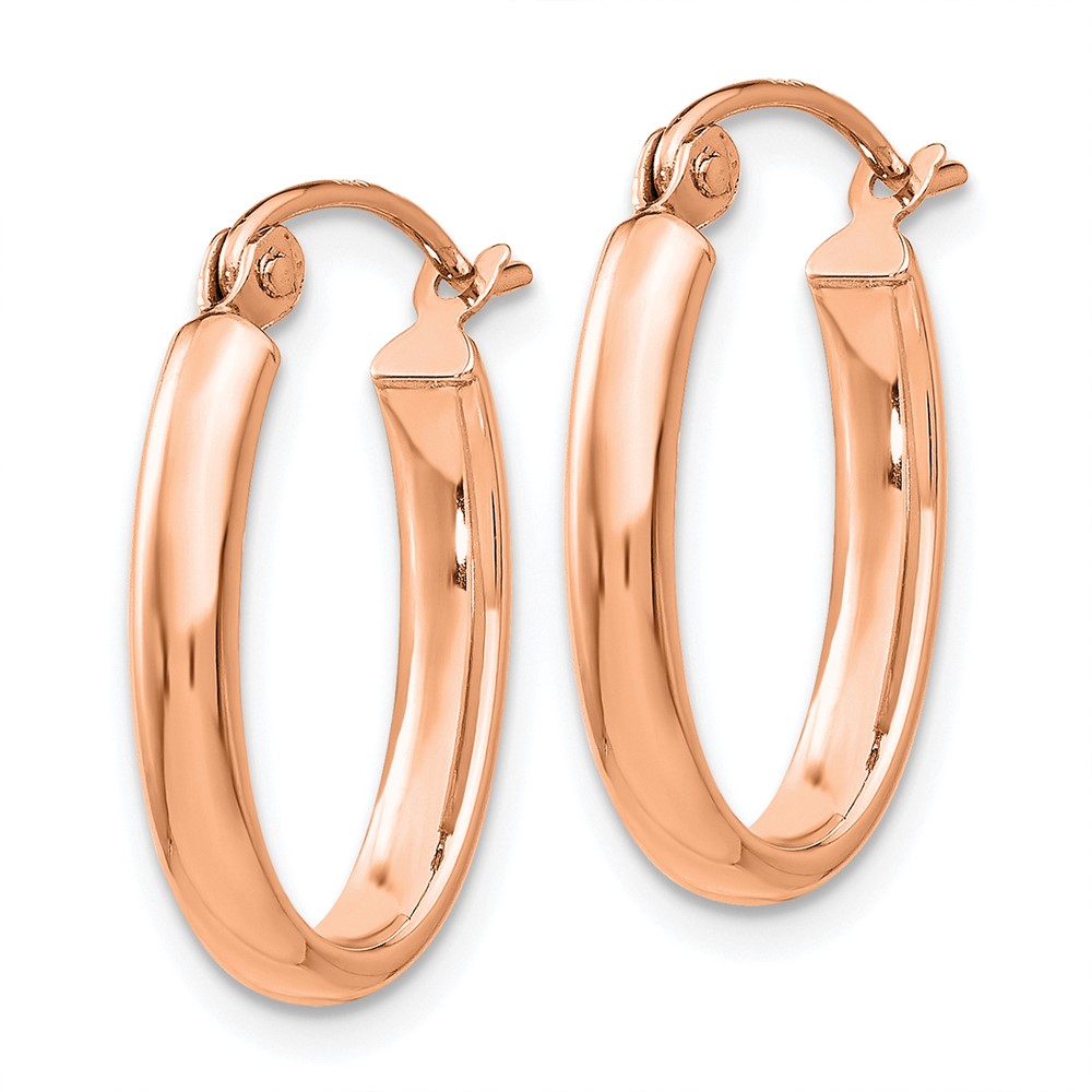 14k Rose Gold Polished Half-Round Oval Hoop Earrings (TF976)