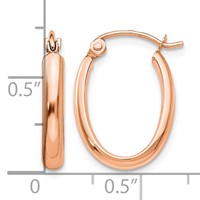 14K Rose Gold 2.75x 18mm Polished Oval Tube Hoop Earrings view 4