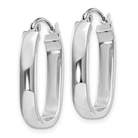 14K White Gold 3.5x 22mm Polished Oval Tube Hoop Earrings view 2