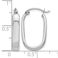 14K White Gold 3.5x 22mm Polished Oval Tube Hoop Earrings view 4