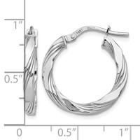 14K White Gold Twisted Textured Hoop Earrings view 4