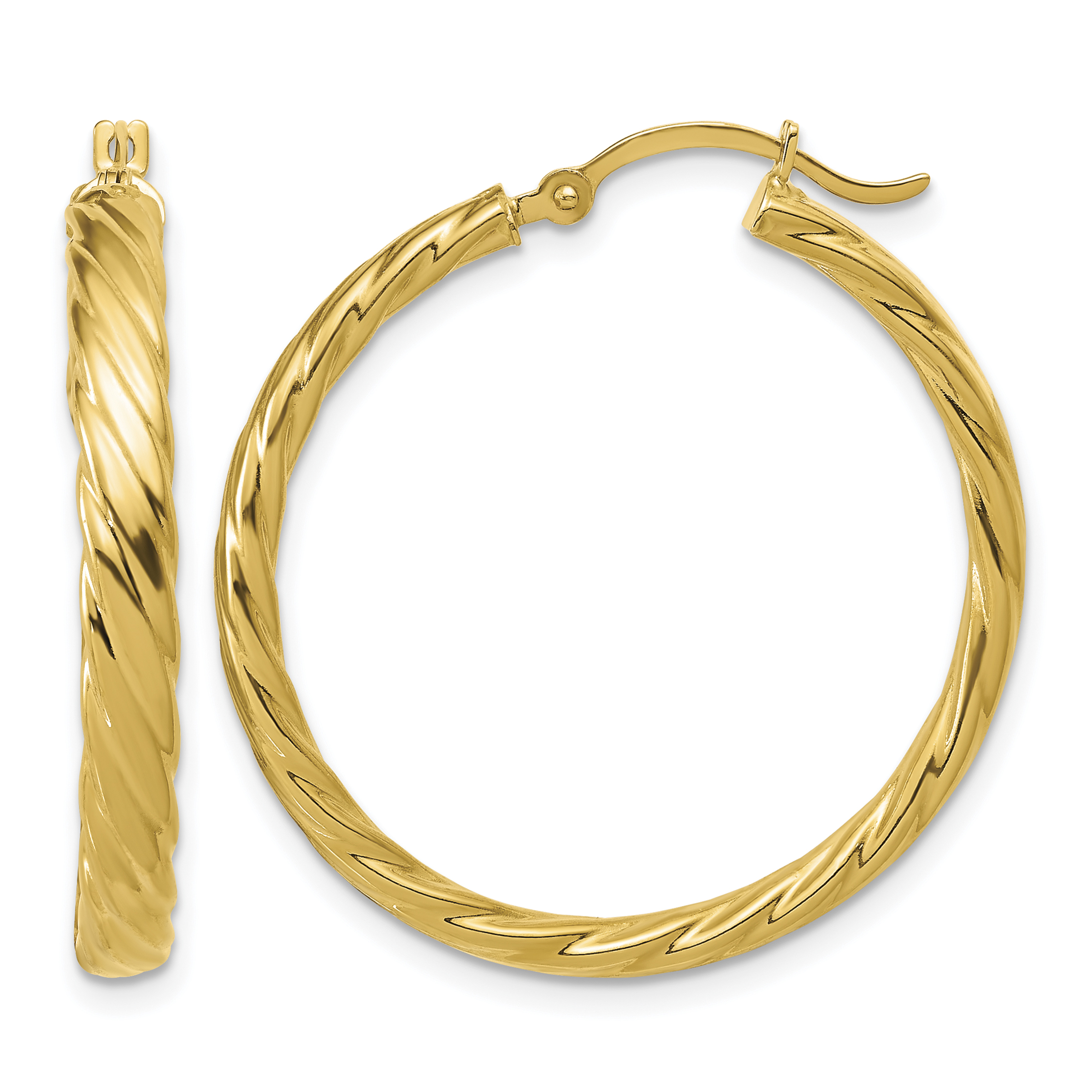14K Large 3mm Patterned Hoop Earrings (TF988)