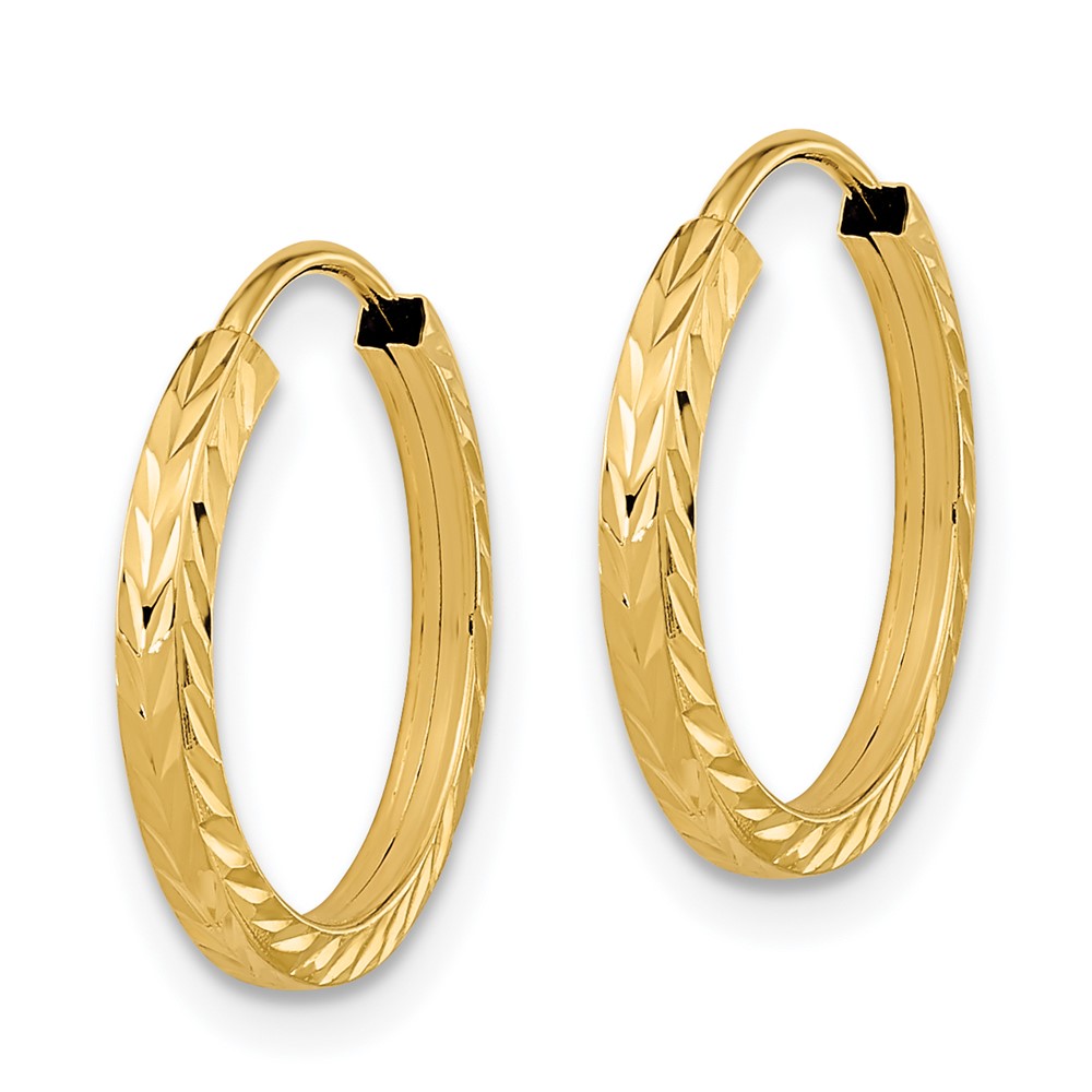 14k Diamond-cut Square Tube Endless Hoop Earrings (TF993)