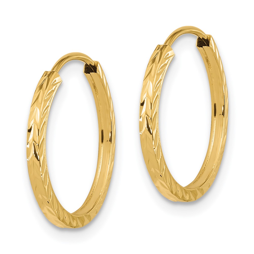 14k Diamond-cut Square Tube Endless Hoop Earrings (TF994)