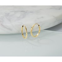 14K Yellow Gold 1.35x 17mm Diamond-cut Square-Tube Endless Hoop Earrings view 5
