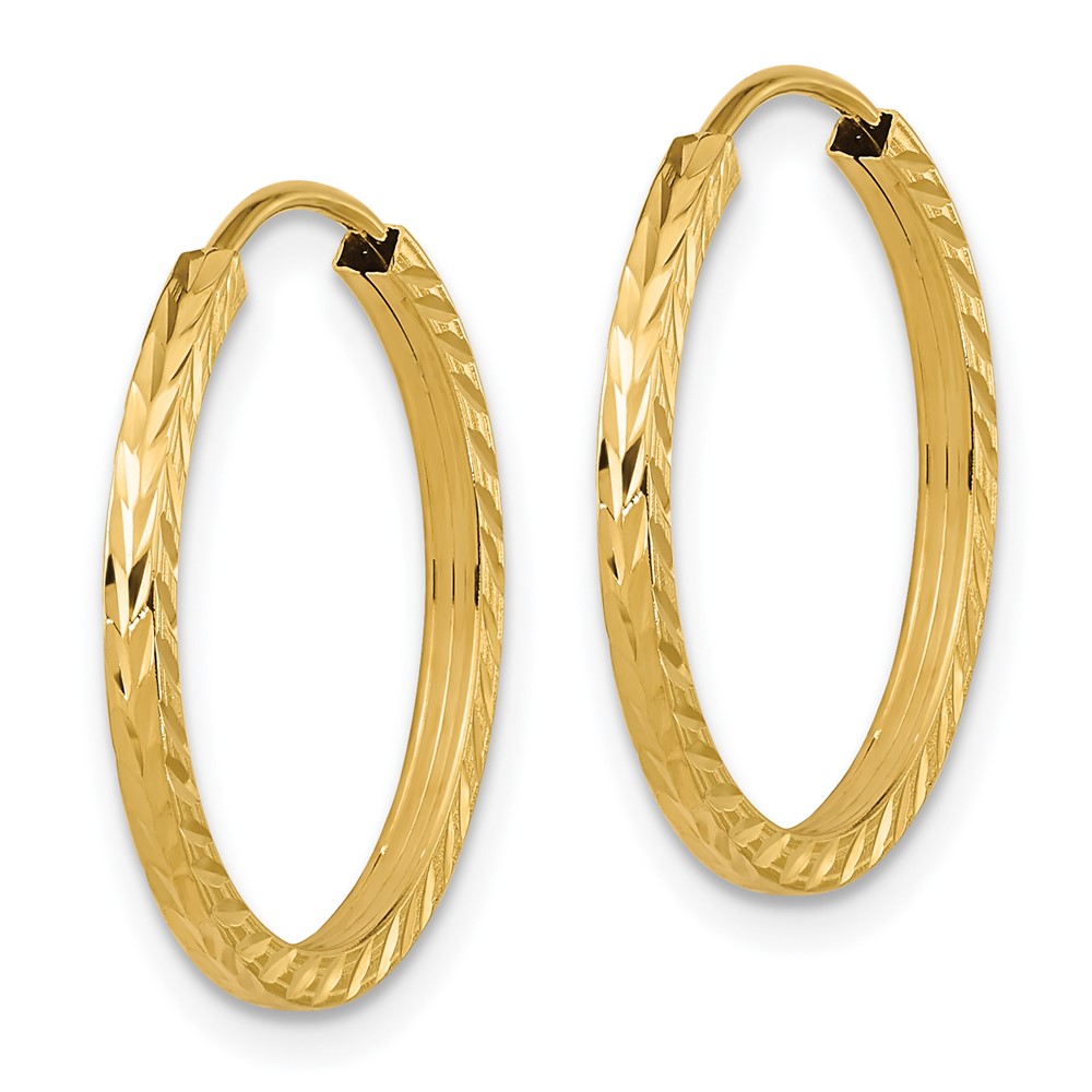 14k Diamond-cut Square Tube Endless Hoop Earrings (TF995)