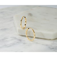 14K Yellow Gold 1.35x 20mm Diamond-cut Square-Tube Endless Hoop Earrings view 5