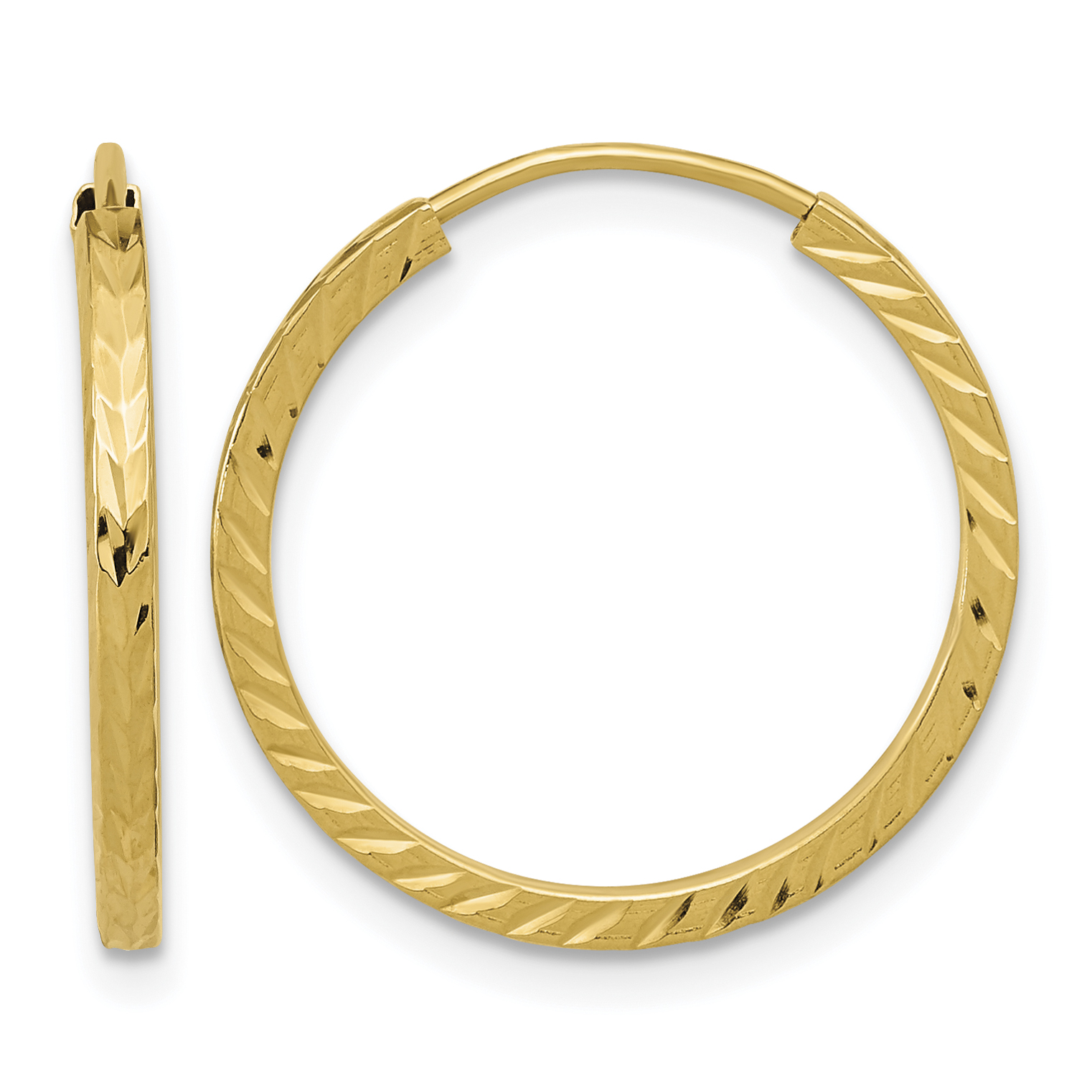 14k Diamond-cut Square Tube Endless Hoop Earrings (TF995)