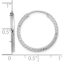 14K White Gold 1.35x 20mm Diamond-cut Square-Tube Endless Hoop Earrings view 4