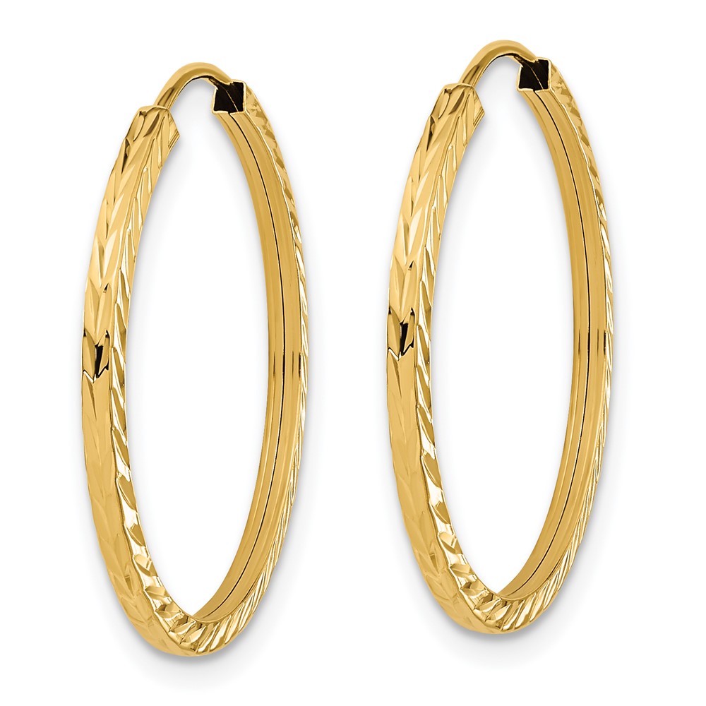 14k Diamond-cut Square Tube Endless Hoop Earrings (TF996)