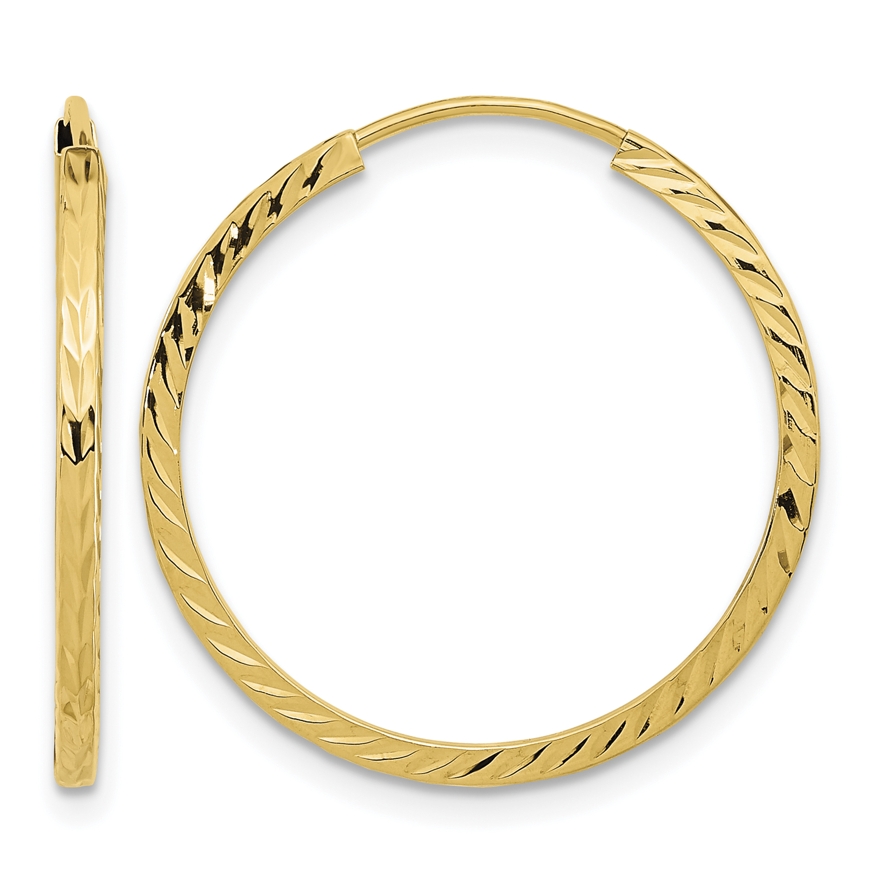 14k Diamond-cut Square Tube Endless Hoop Earrings (TF996)