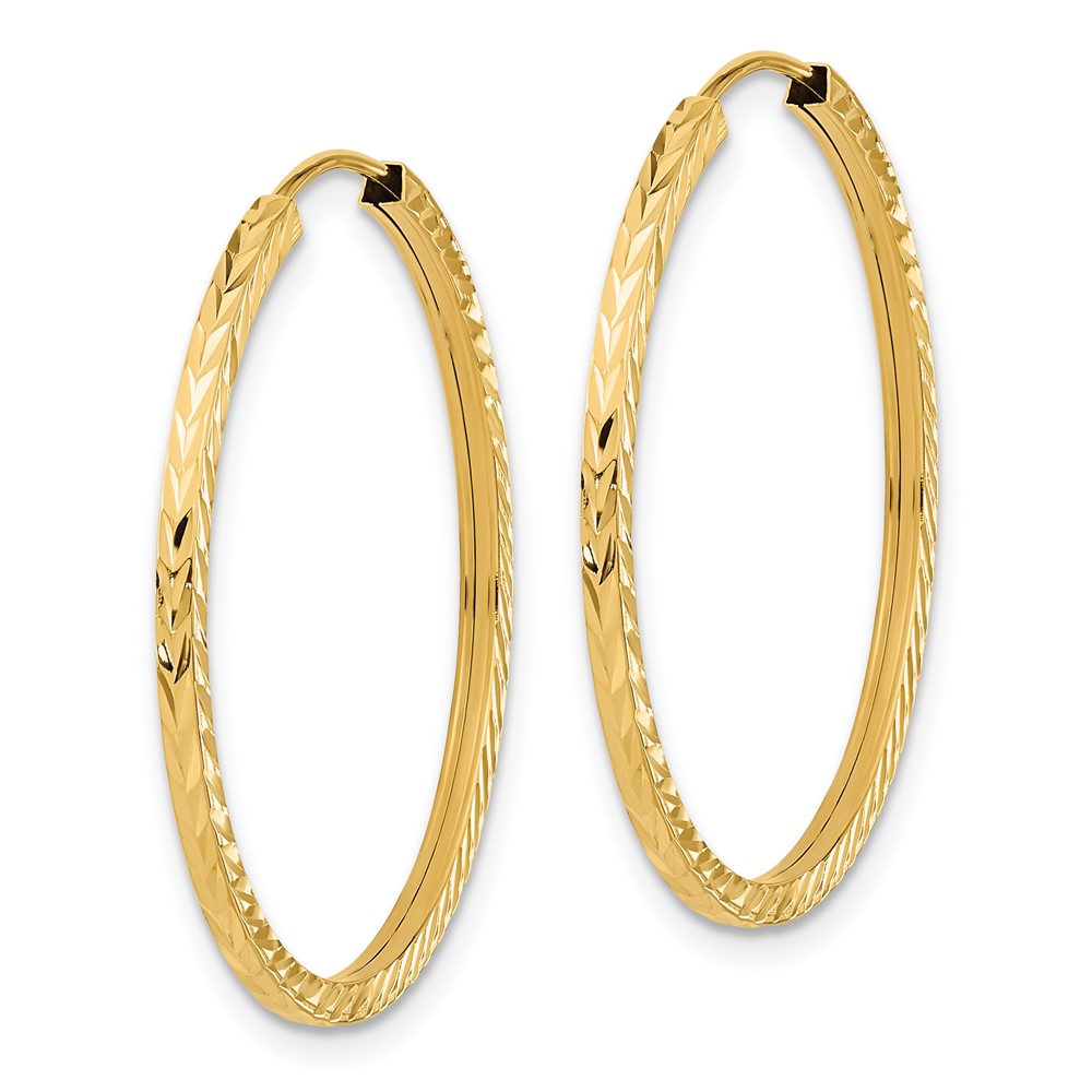 14k Diamond-cut Square Tube Endless Hoop Earrings (TF997)