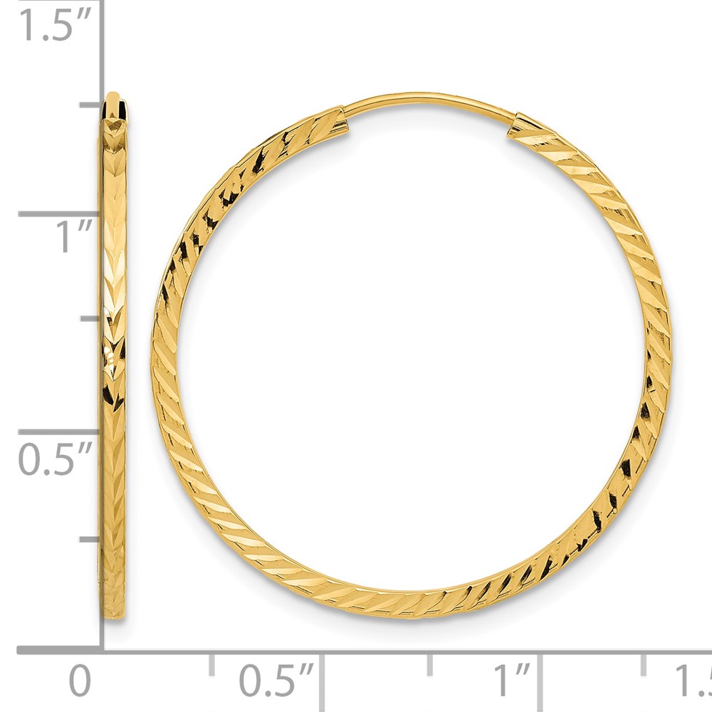 14k Diamond-cut Square Tube Endless Hoop Earrings (TF997)