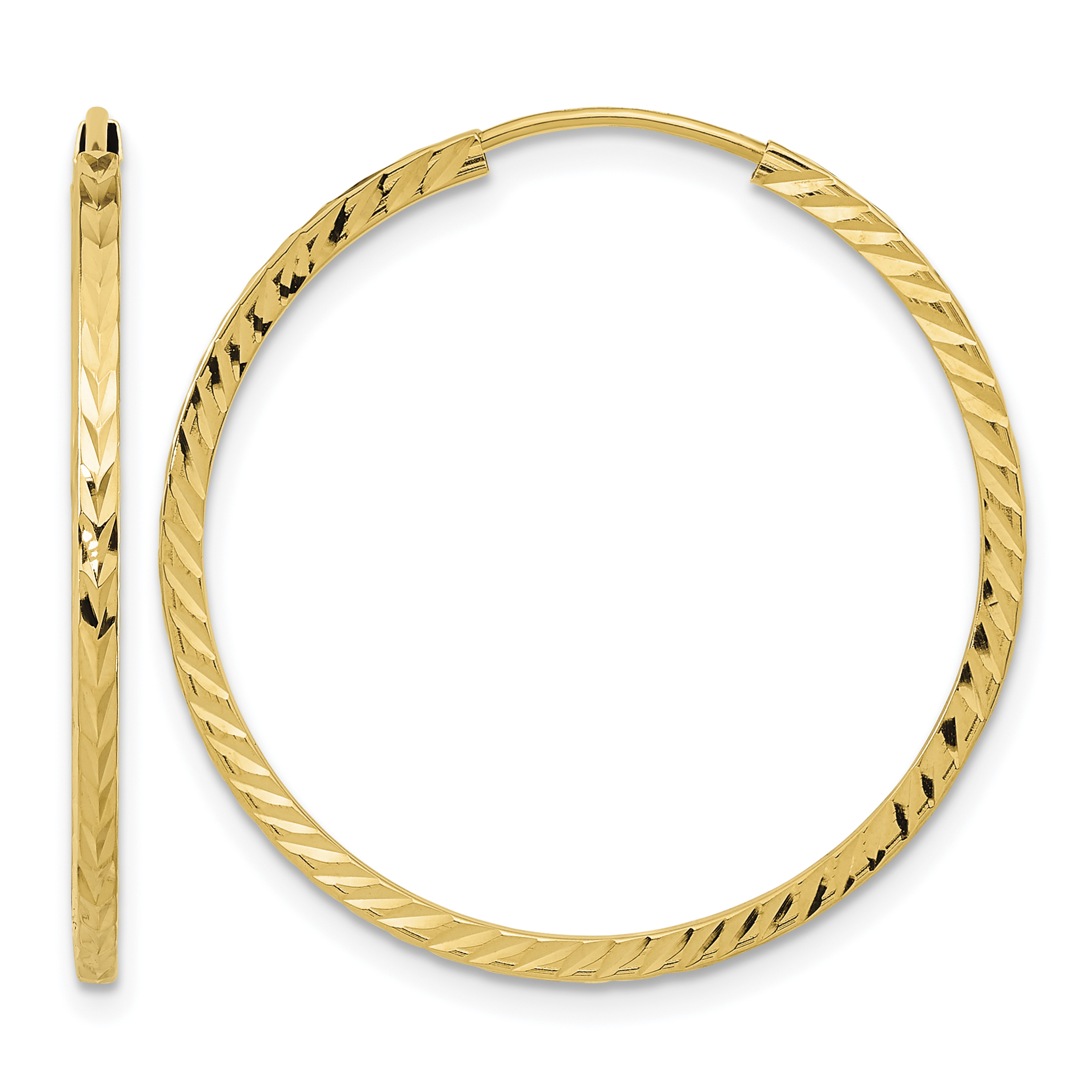 14k Diamond-cut Square Tube Endless Hoop Earrings (TF997)