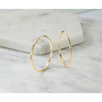 14K Yellow Gold 1.35x 35mm Diamond-cut Square-Tube Endless Hoop Earrings view 5