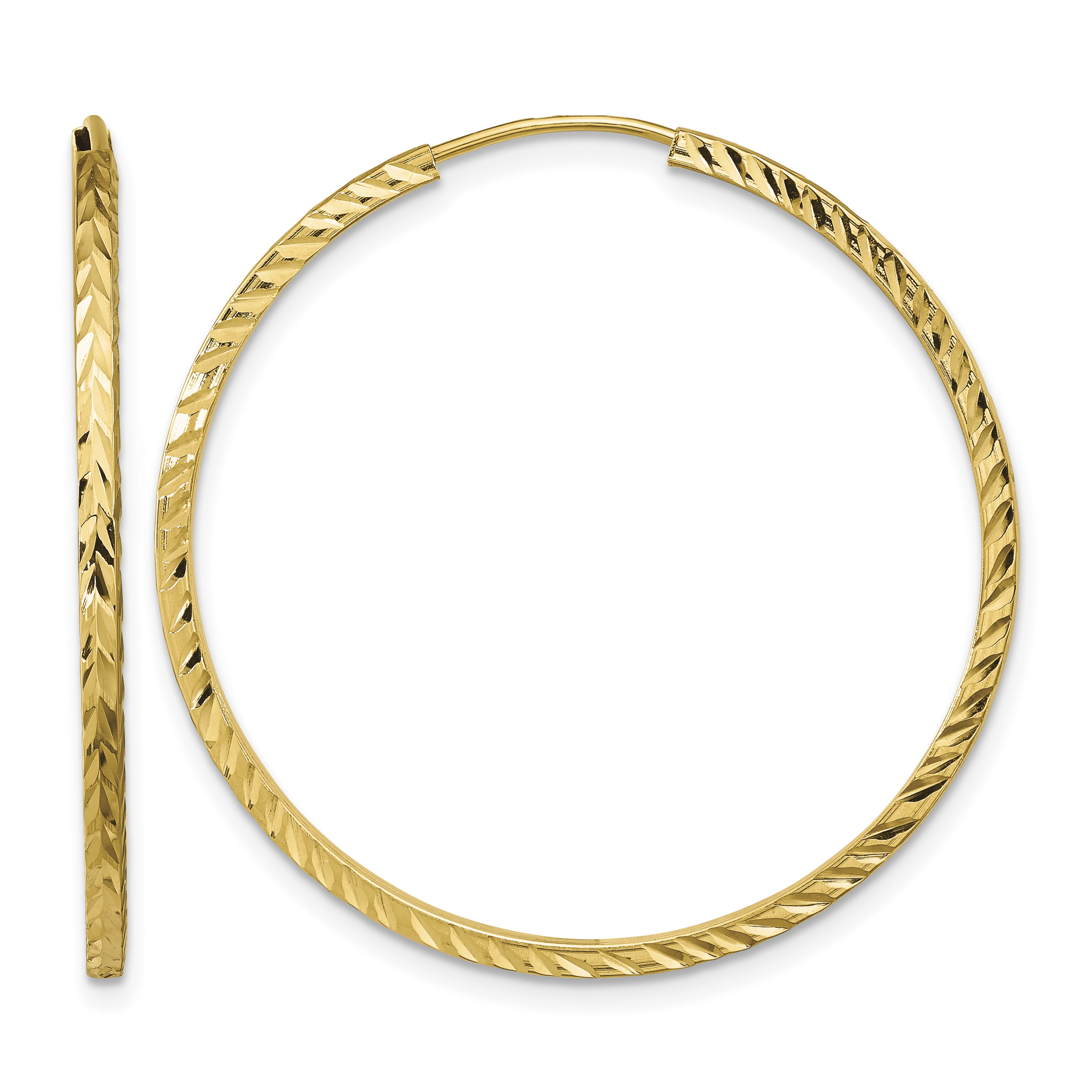 14k Diamond-cut Square Tube Endless Hoop Earrings (TF998)