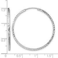 14K White Gold 1.35x 35mm Diamond-cut Square-Tube Endless Hoop Earrings view 4