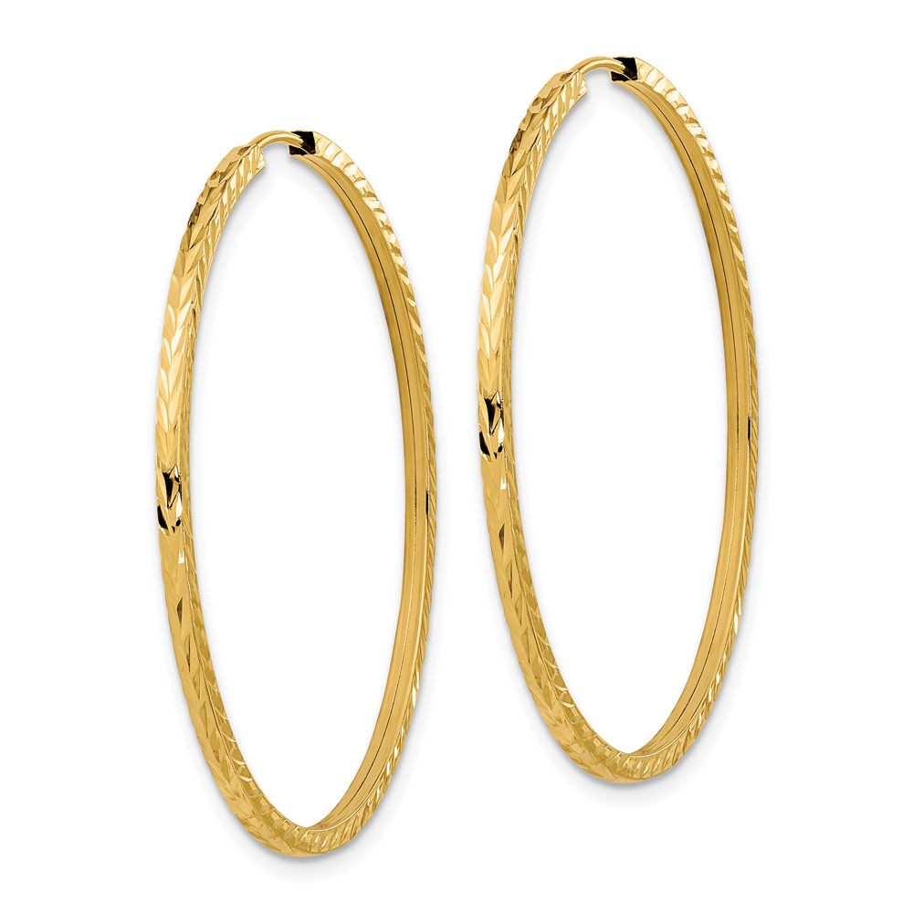 14k Diamond-cut Square Tube Endless Hoop Earrings (TF999)